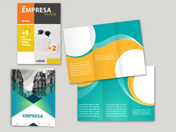 Diseños de folletos plegables y trípticos para empresa